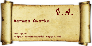 Vermes Avarka névjegykártya